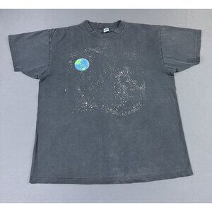 Rare Vintage 90s Lonely Planet Promo Earth Sun Fade Single Stitch Black Shirt XL